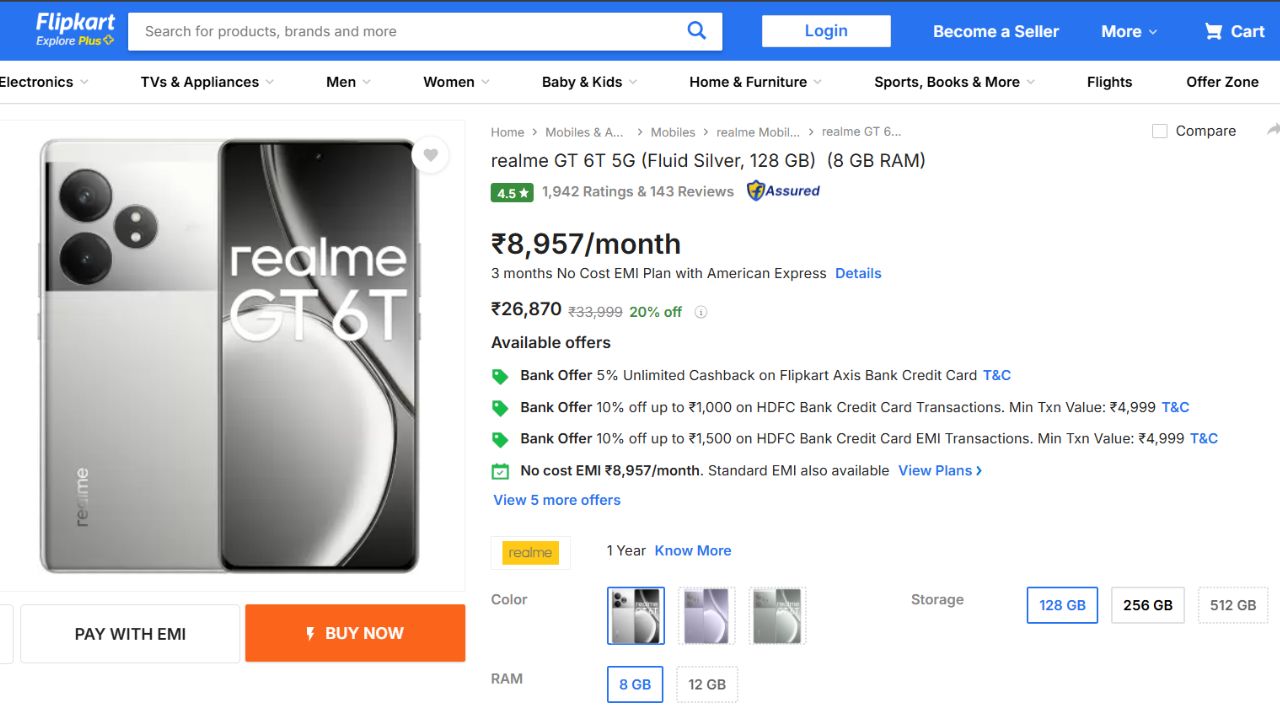 Realme GT 6T 5G Discount and Offer